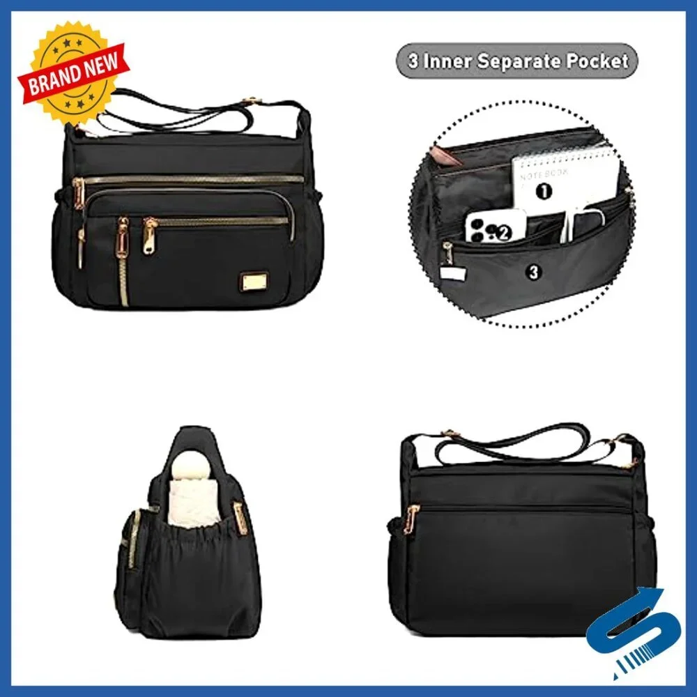 Waterproof Crossbody Bag Multi-Pocket Shoulder Purse Messenger Handbag Trendy